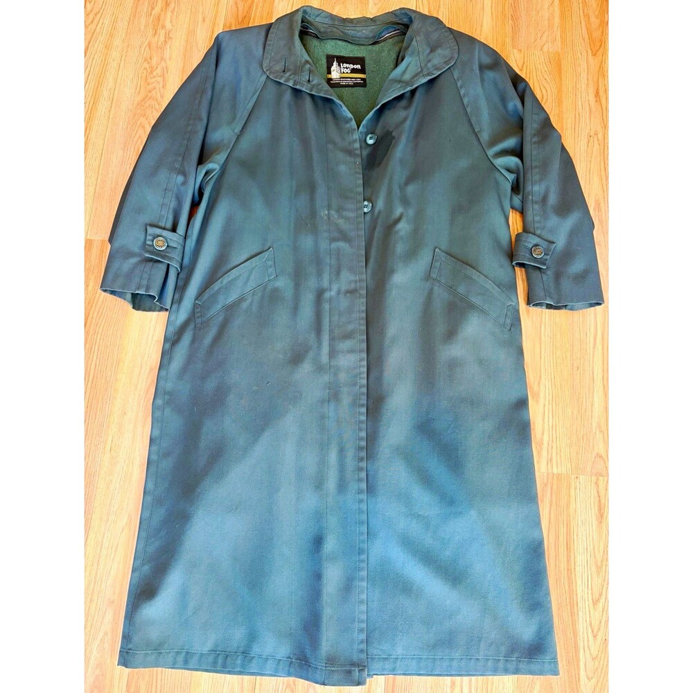 Vintage London Fog Womens Gray Long Overcoat 12P Button Lined MADE IN USA